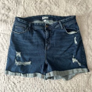 Ava & Viv Dark Blue Distressed Denim Jean Shorts